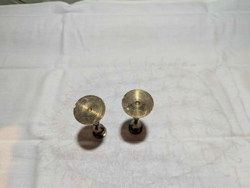 Miniature Solid Brass Scandinavian Vintage Candle Holders - photo 3
