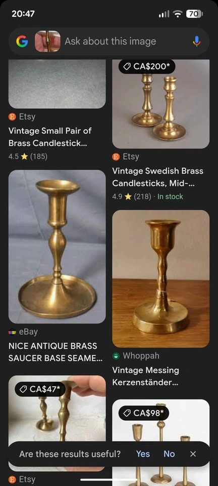 Miniature Solid Brass Scandinavian Vintage Candle Holders - photo 4