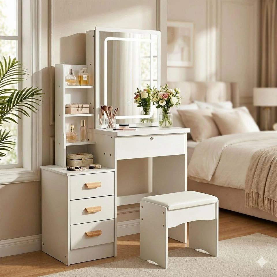 White Makeup Vanity Set