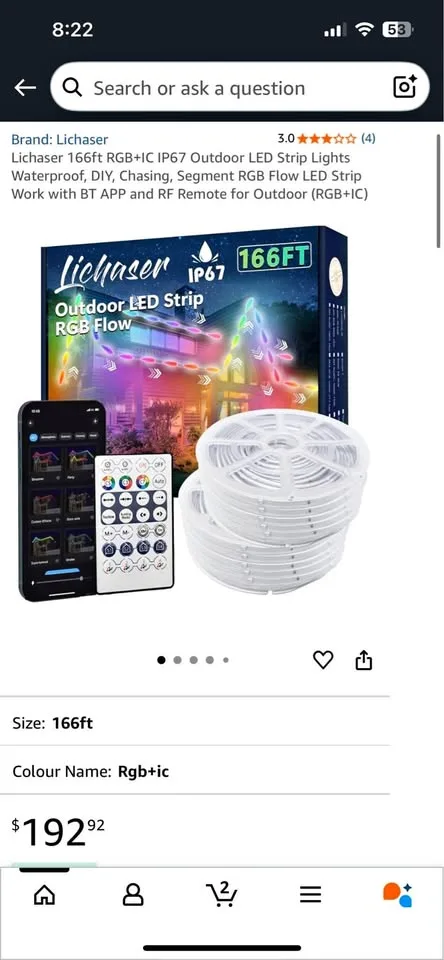 Open box 166ft RGB+IC IP67 Outdoor LED Strip Lights Waterproof thumbnail