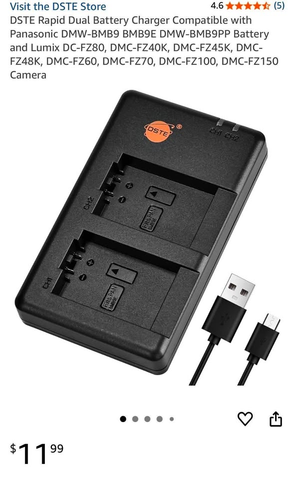 New DSTE Dual Battery Charger for Panasonic/Lumix
