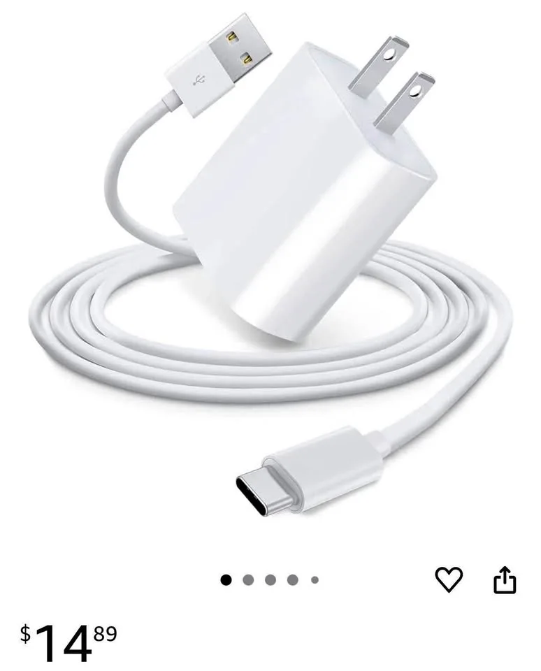 New USB C Power Adapter Charging Cord Cable- 6 feet thumbnail