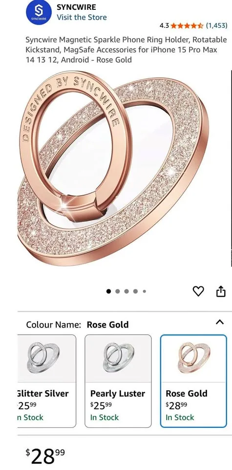 Syncwire Magnetic Sparkle Phone Ring Holder thumbnail