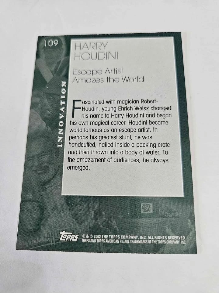 2002 Topps Harry Houdini Trading Card #109 - photo 2