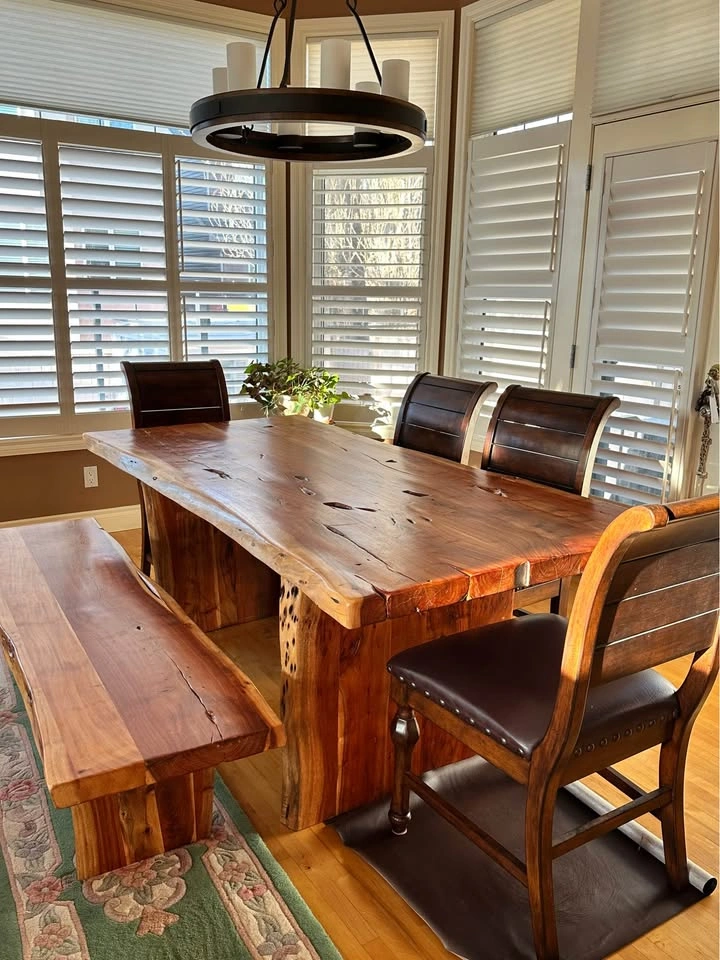 Live wood dining table and bench - photo 2