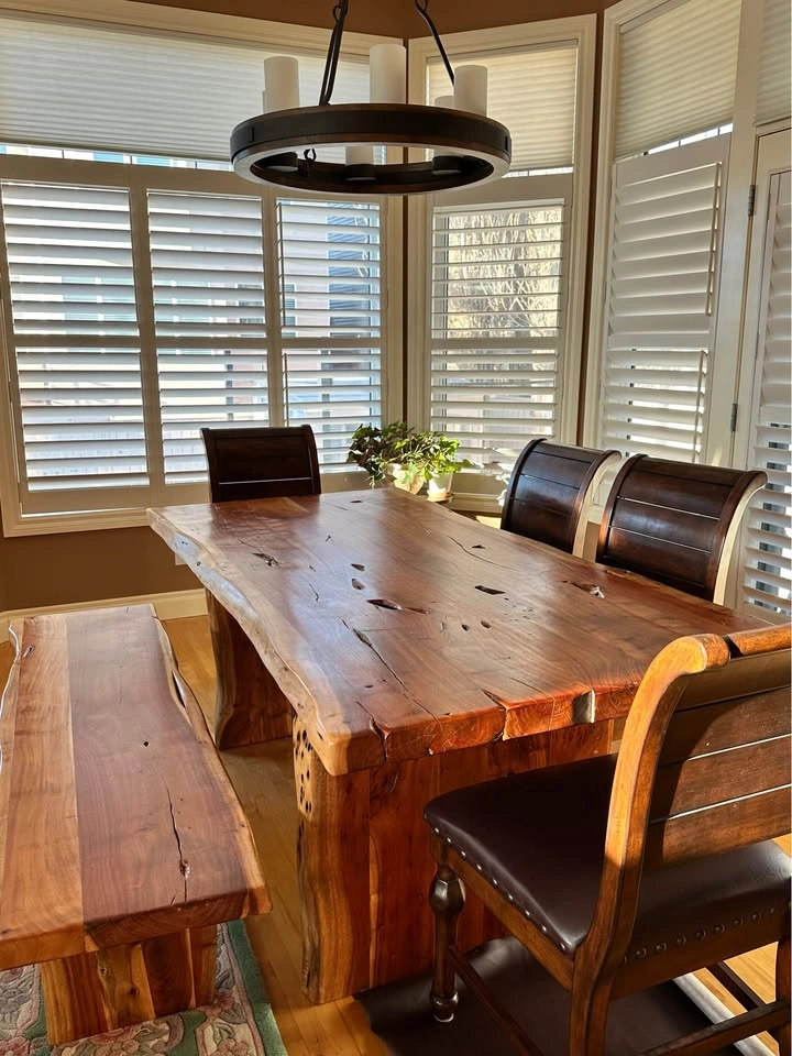 Live wood dining table and bench - photo 3