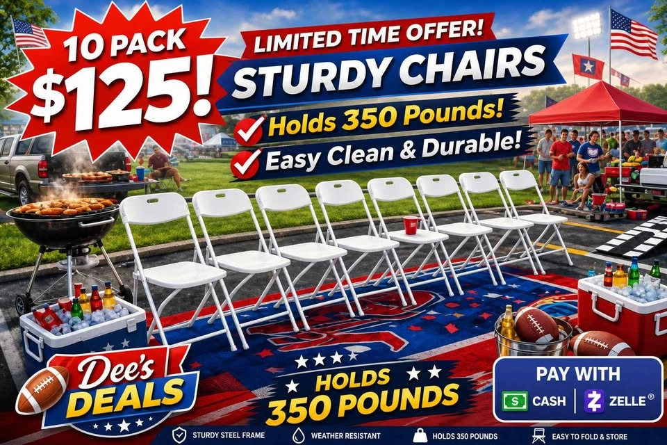 10 pack HEAVY DUTY FOLDING CHAIRS $125 BRAND NEW IN BOX - photo 3