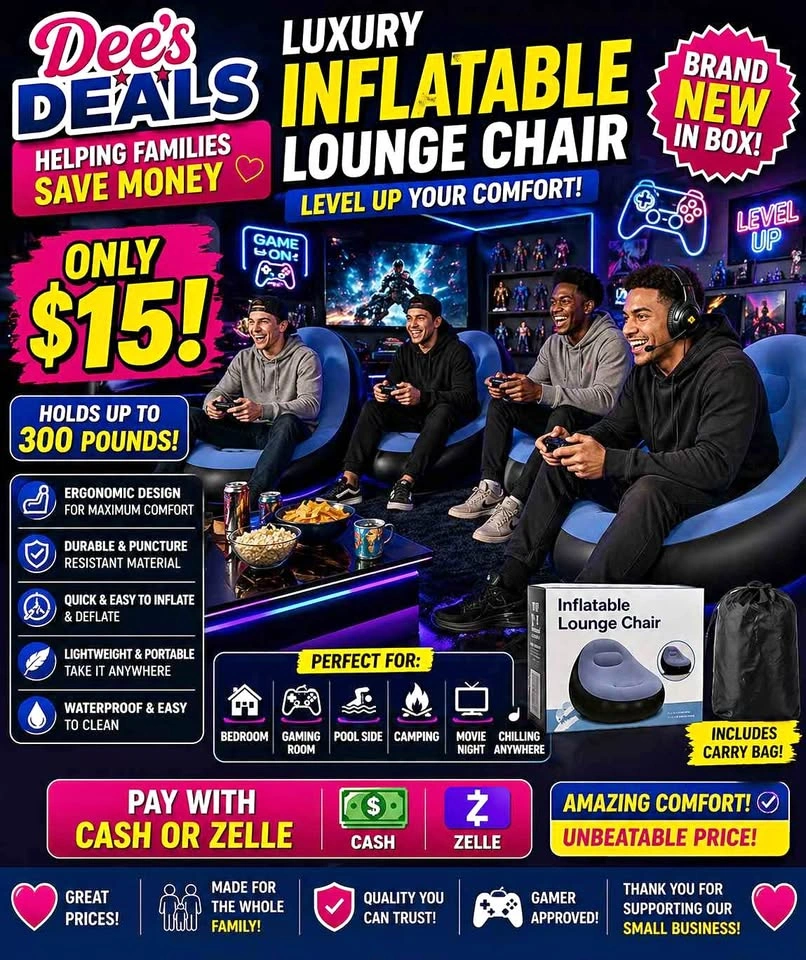 Luxury Inflatable Lounge chair BRAND NEW IN BOX ONLY $15!!