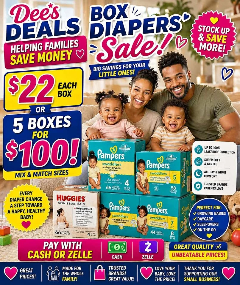 Huggies and Pampers Diapers Sale $22 a box Any size