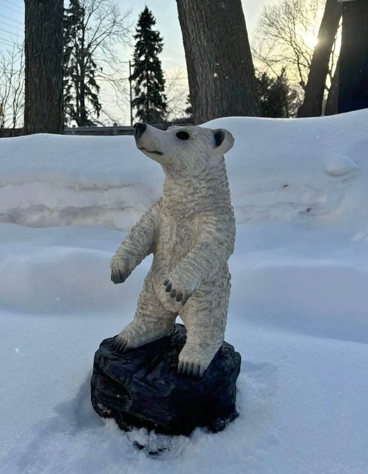 Polar Bear Wood Statue