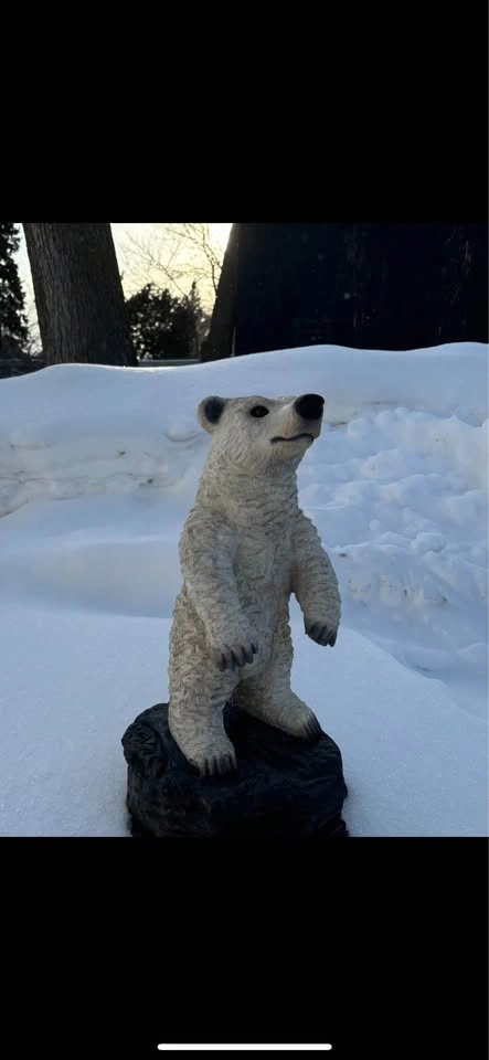 Polar Bear Wood Statue - photo 2