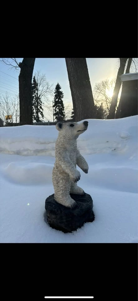 Polar Bear Wood Statue - photo 3