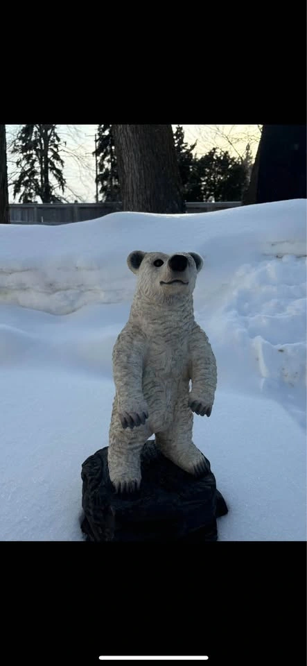 Polar Bear Wood Statue - photo 5