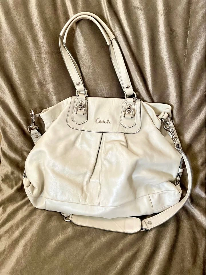 Coach Ashley Leather Hobo Handbag Purse White Oak