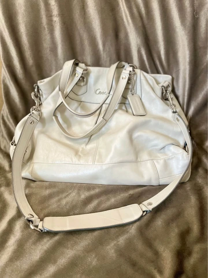 Coach Ashley Leather Hobo Handbag Purse White Oak - photo 3