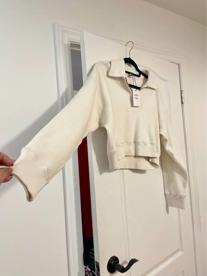 Re/Done Cream Sherpa Half-Zip Pullover - photo 3