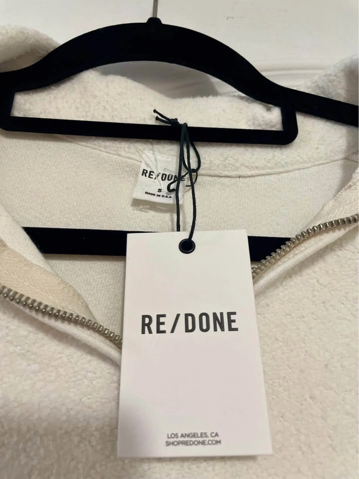 Re/Done Cream Sherpa Half-Zip Pullover - photo 4