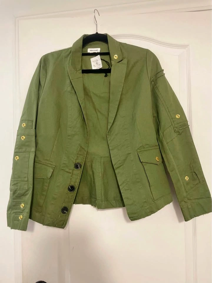 Zadig & Voltaire Olive Green Military Jacket Small