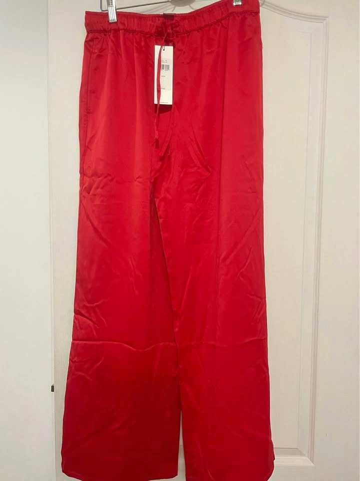 Calvin Klein Red Satin Lounge Pants Medium