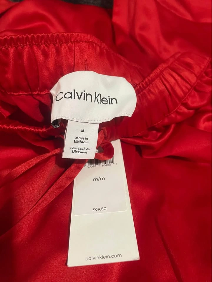 Calvin Klein Red Satin Lounge Pants Medium - photo 3