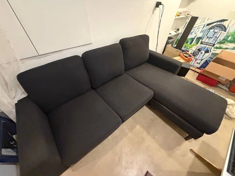 Cozey Modular Couch Charcoal With Lounging Chair - photo 3
