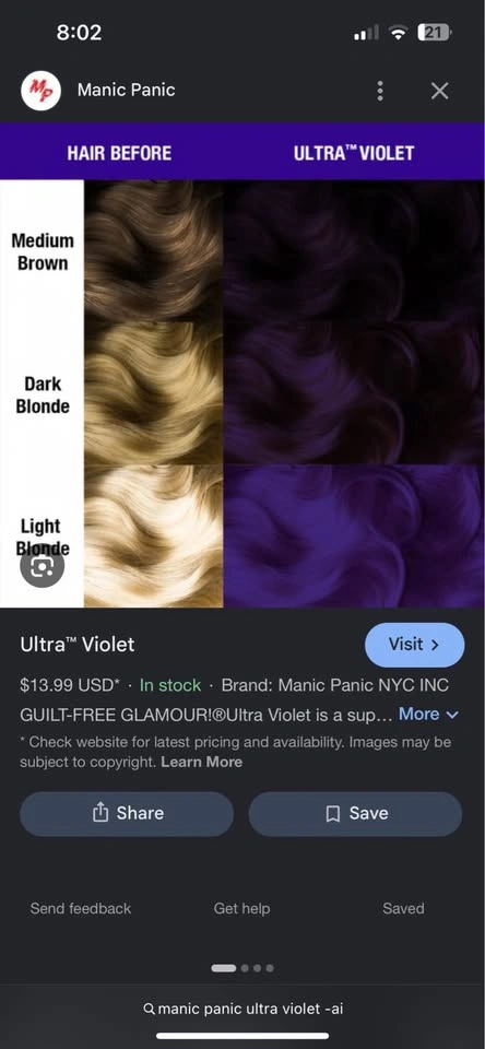Manic Panic Ultra Violet Hair Dye - photo 3