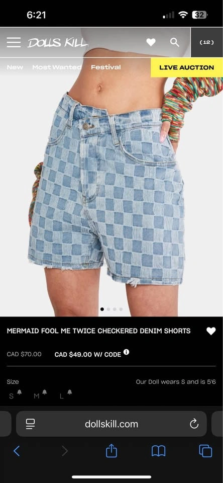 Dollskill Checkered Jorts - Size Small - photo 4