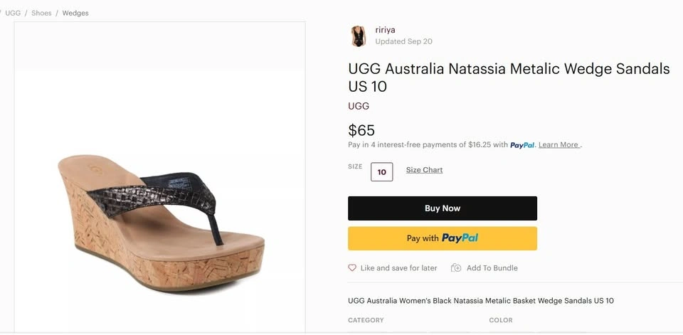 UGG Australia Natassia Metallic Wedge Sandals US38 - photo 3