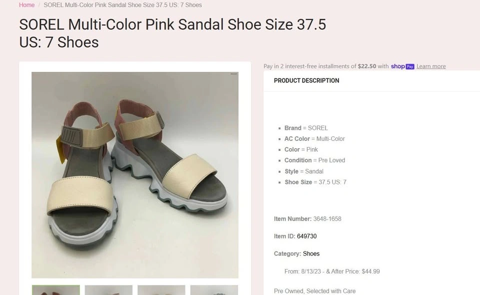 SOREL Multi-Color Pink Sandal Shoe Size 37.5 - photo 5