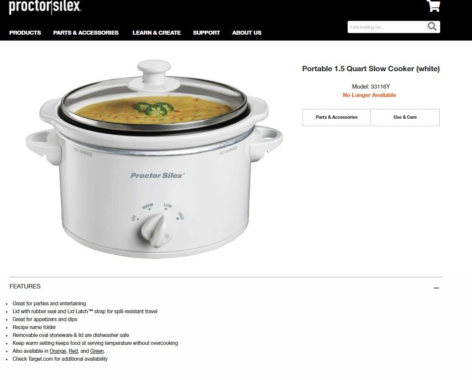 Portable 1.5 Quart Slow Cooker (White) - photo 2