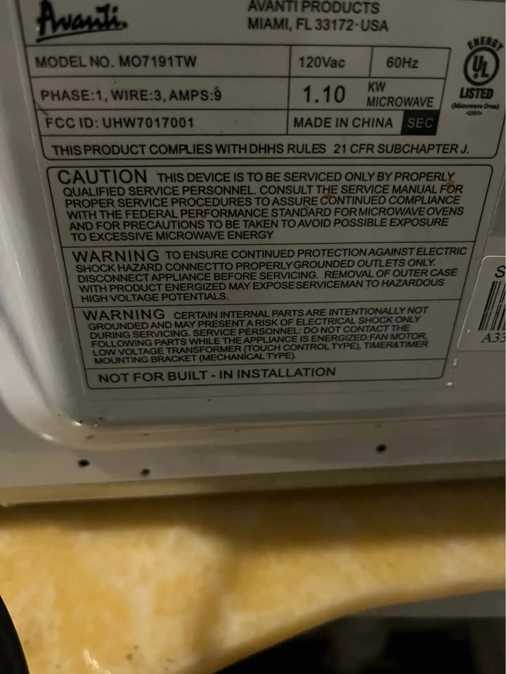 Avanti Electronic Microwave with Touch Pad. 2nd hand. - photo 5