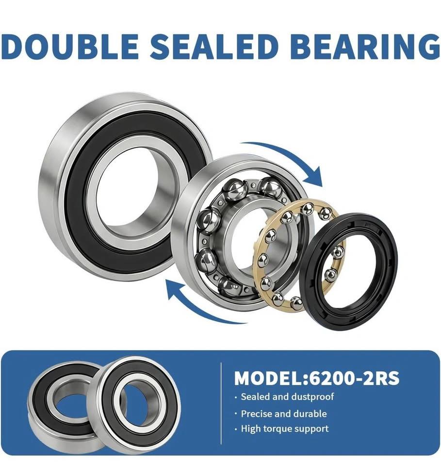 10 Pcs 6200-2RS Deep Groove Ball Bearings Steel-New - photo 2