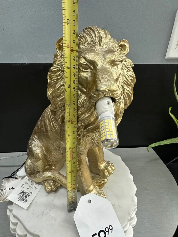 Golden Lion Lamp Homesense Karma w Tags - photo 2