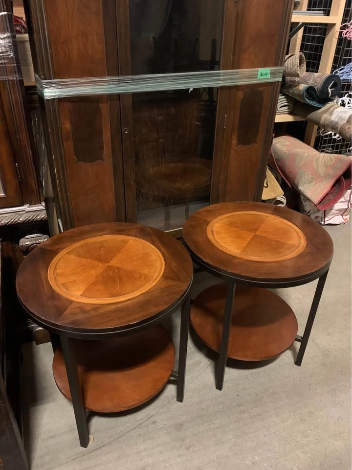 Vintage Wood Inlay End Tables - photo 2