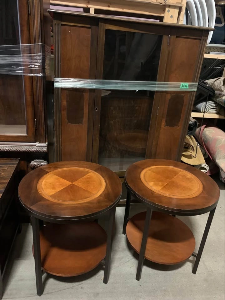 Vintage Wood Inlay End Tables - photo 3
