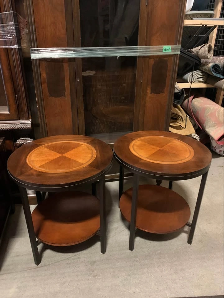 Vintage Wood Inlay End Tables - photo 4