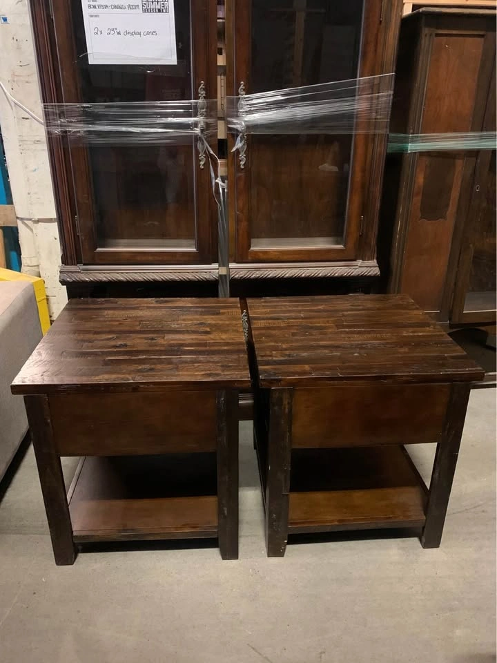 Walnut Finish Wood Display Cases & End Tables Set - photo 4