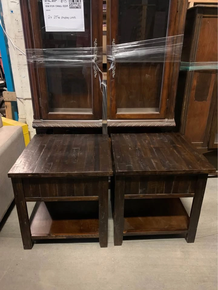 Walnut Finish Wood Display Cases & End Tables Set - photo 5