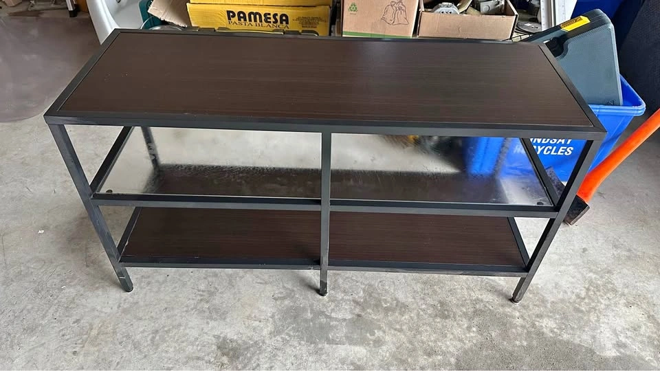 Short TV Stand with Glass Shelf