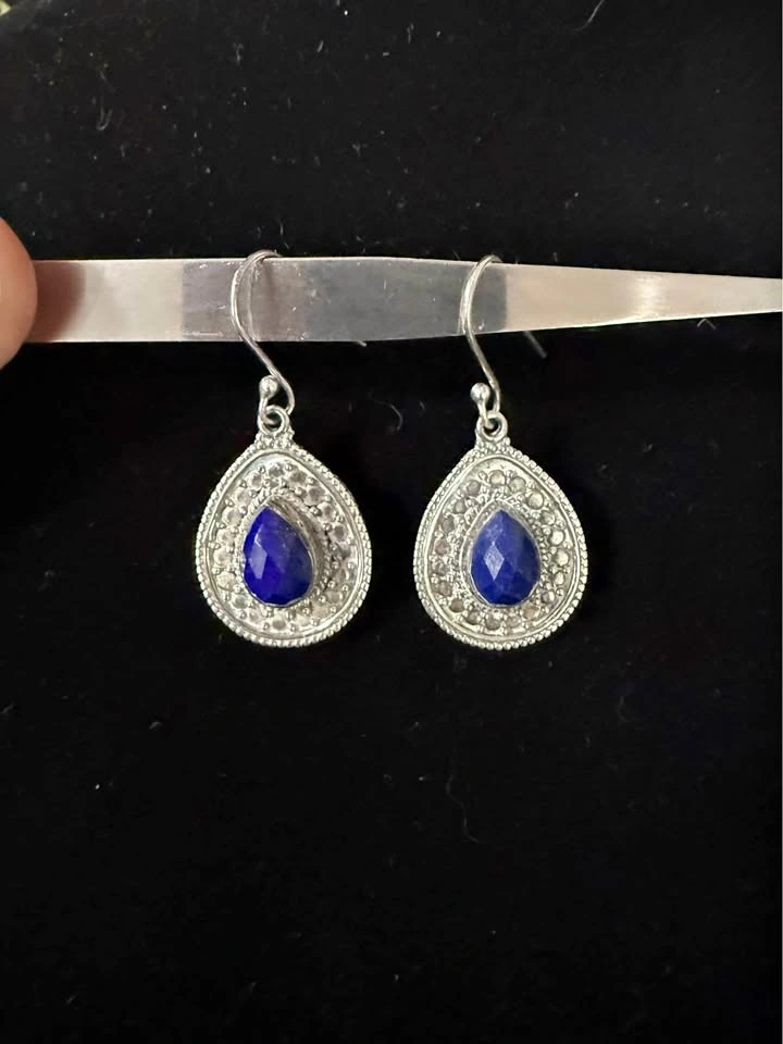 Sterling Silver Lapis Lazuli Teardrop Earrings