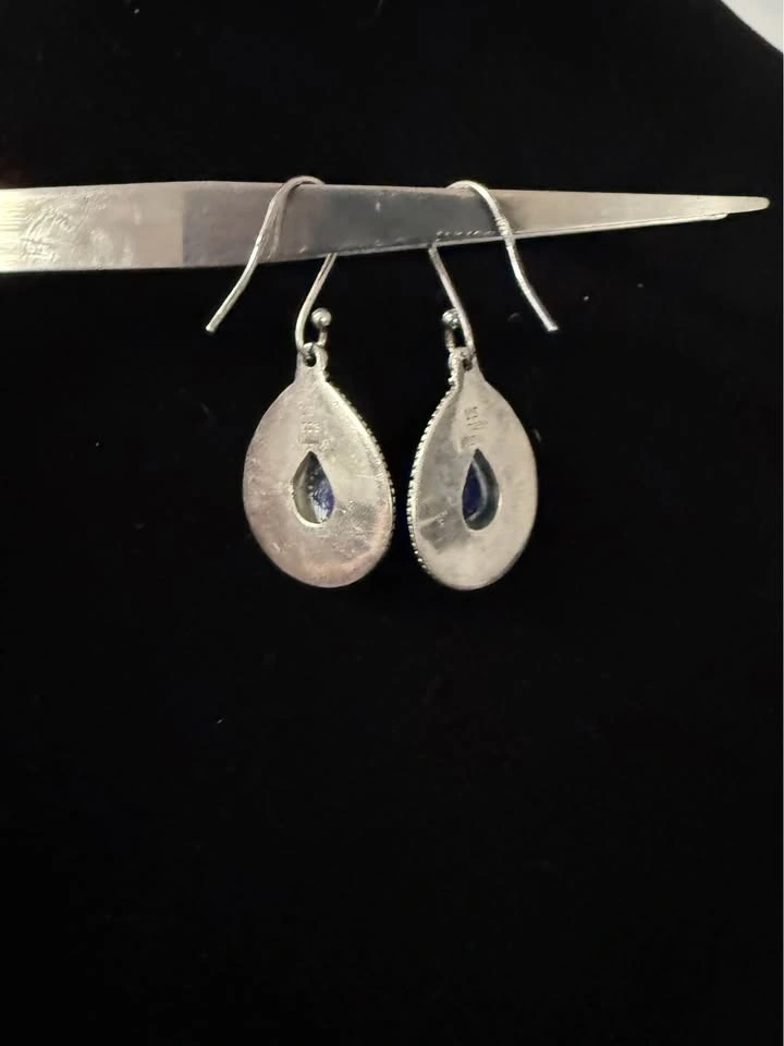 Sterling Silver Lapis Lazuli Teardrop Earrings - photo 2