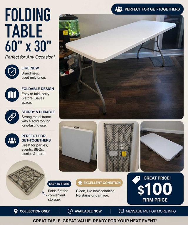 Folding Table 60” x 30”