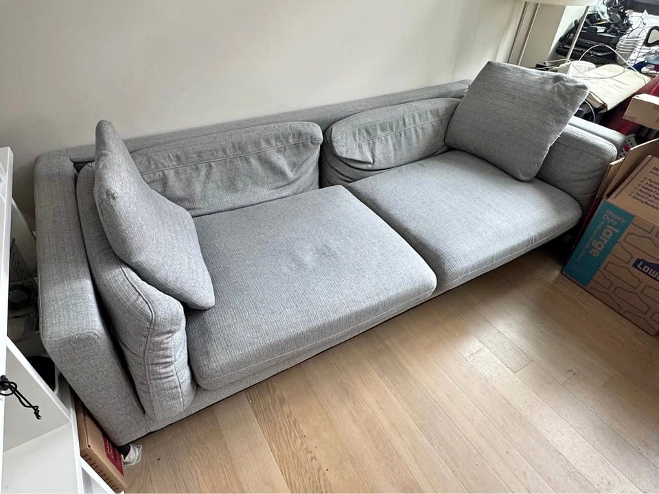 Modani Gray Fabric 3-Seat Sofa (92" L x 39.5" D x 25" H)