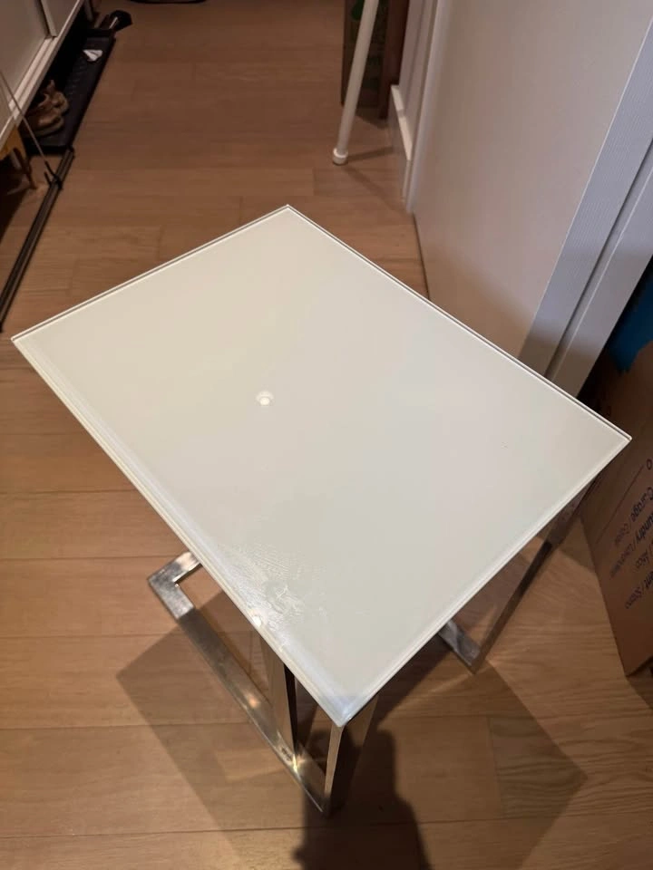 Modani Modern C-Table White Glass Top Chrome Frame - photo 2