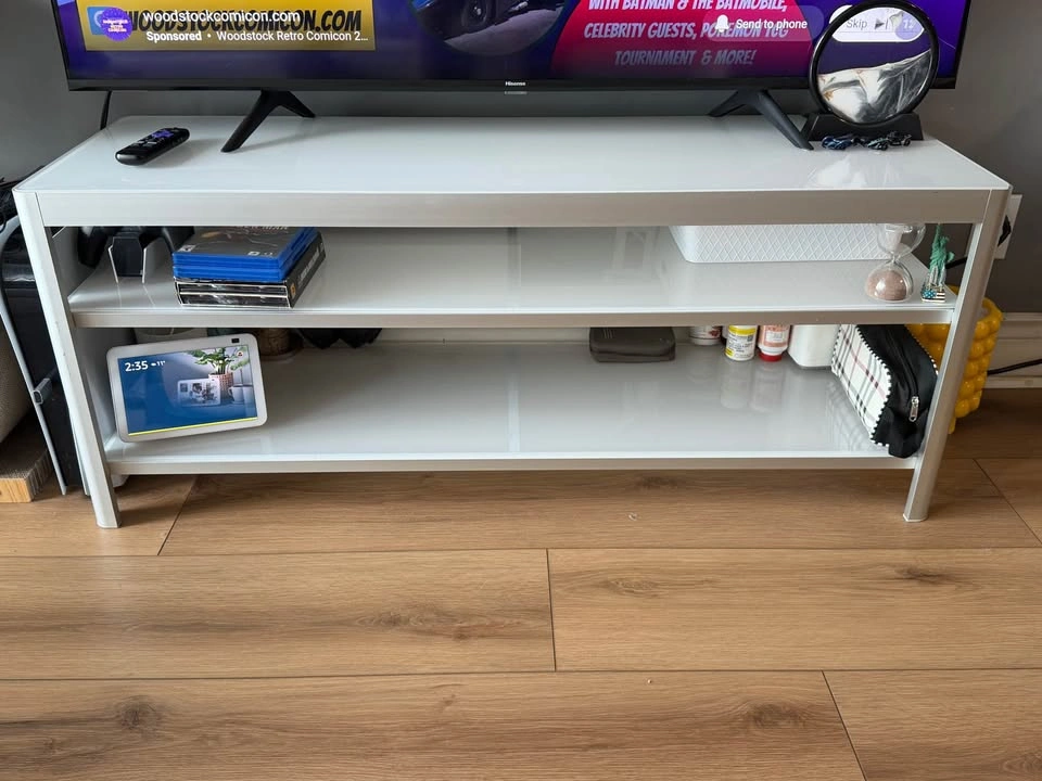 Modern 3-Tier TV Stand with Glass Shelves - photo 3
