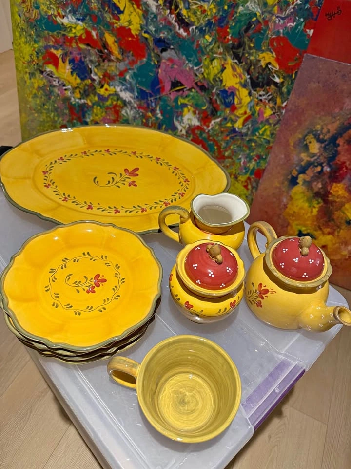 Hand-Painted Yellow Tea & Serving Set
