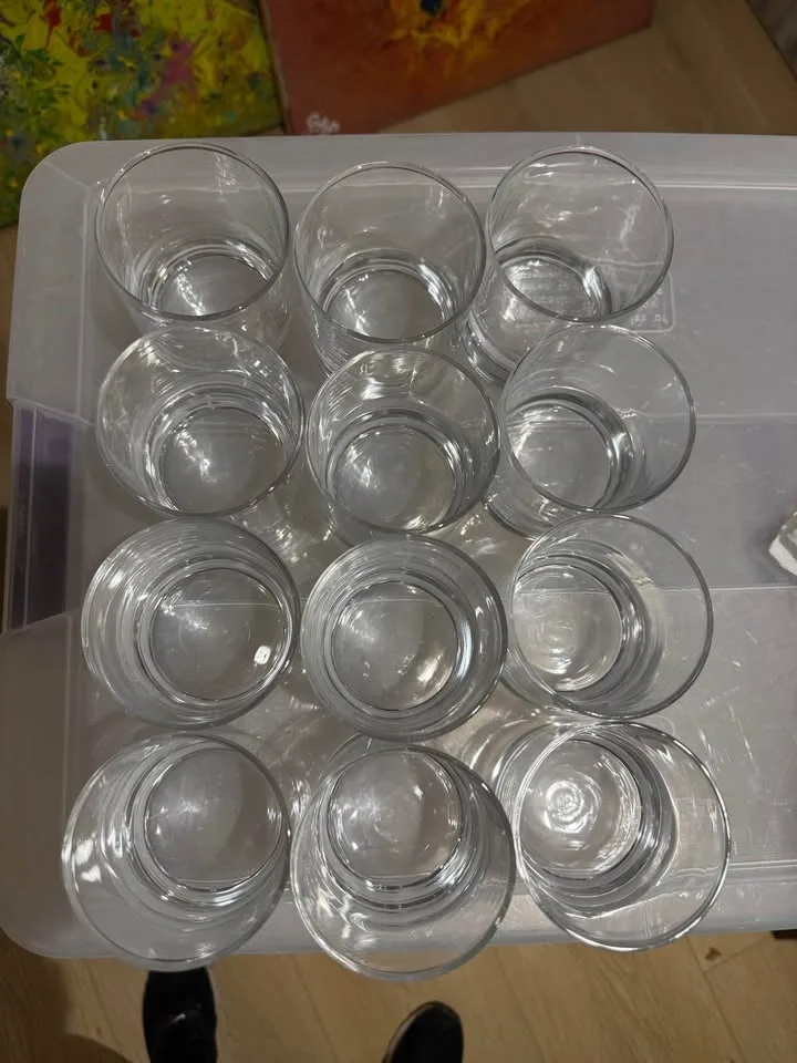 Set of 12 Clear Glass Tumblers – Modern Lowball / Whiskey Glasse - photo 3