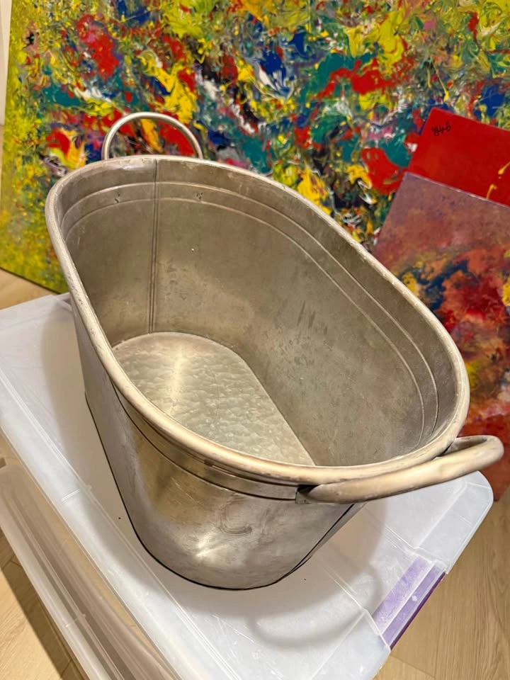Galvanized Metal Tub with Handles – Farmhouse Decor / Beverage B