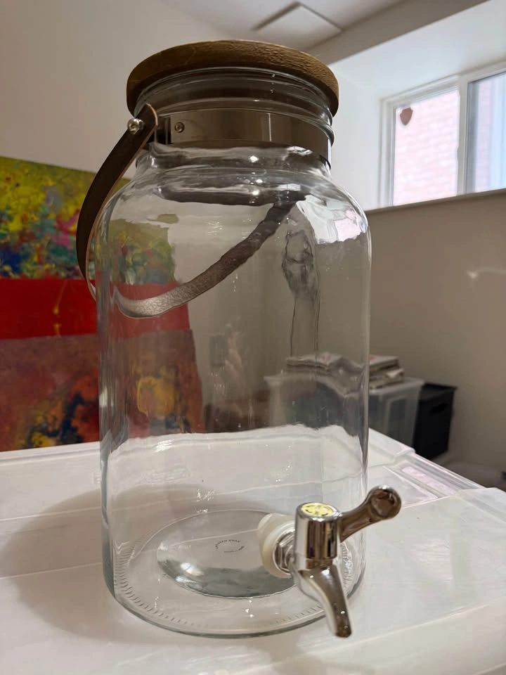 Glass Drink Dispenser with Spigot & Wooden Lid - photo 2