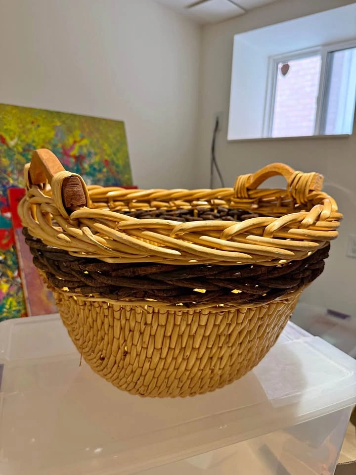 Woven Wicker Basket with Handles – Decorative Storage / Gift Bas